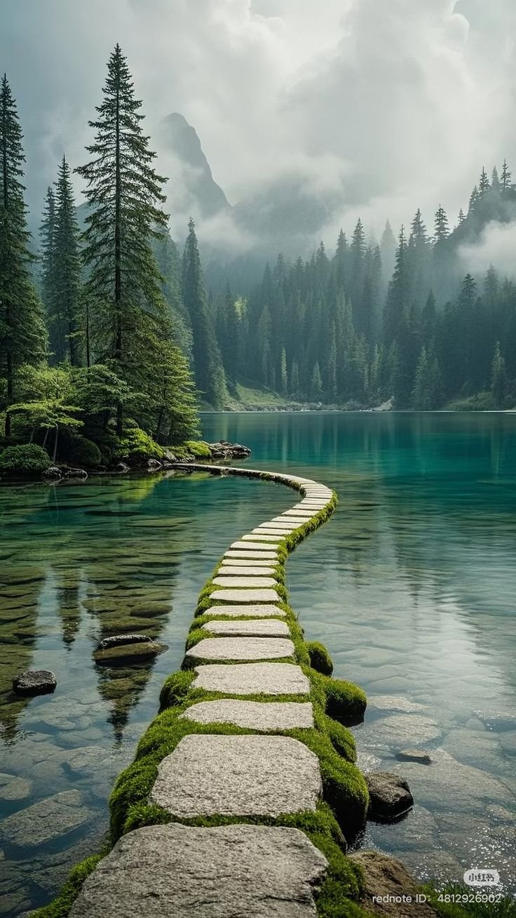 Mountain valley and lake